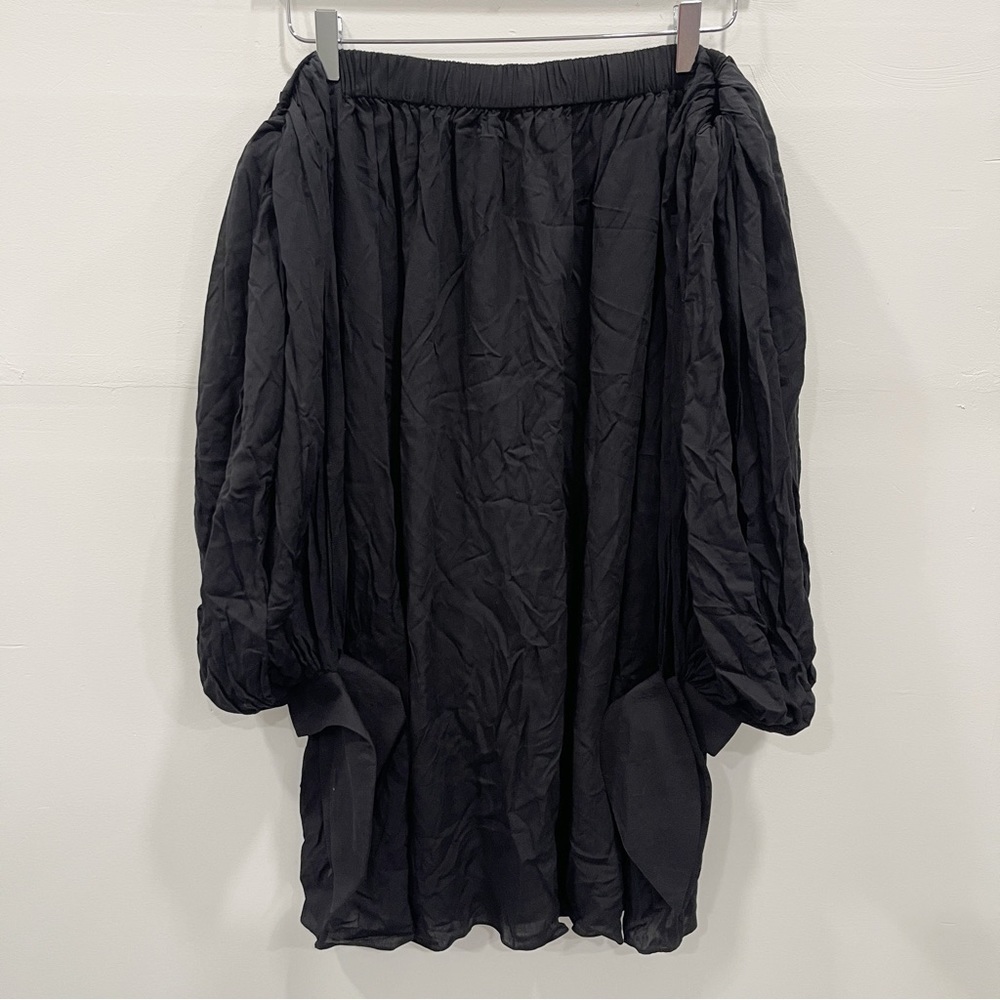 Azeeza Black Shift Dress Off The Shoulder Tie Sleeve